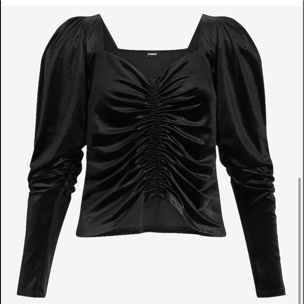 NWT Velvet Long Sleeve Ruched Front Top